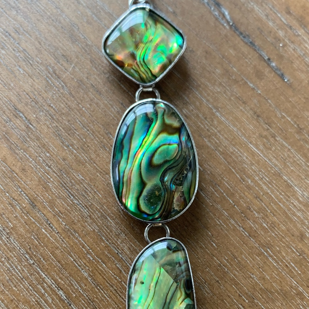 Vintage Sterling Silver and Abalone bracelet 7” - 8” Boho Healing